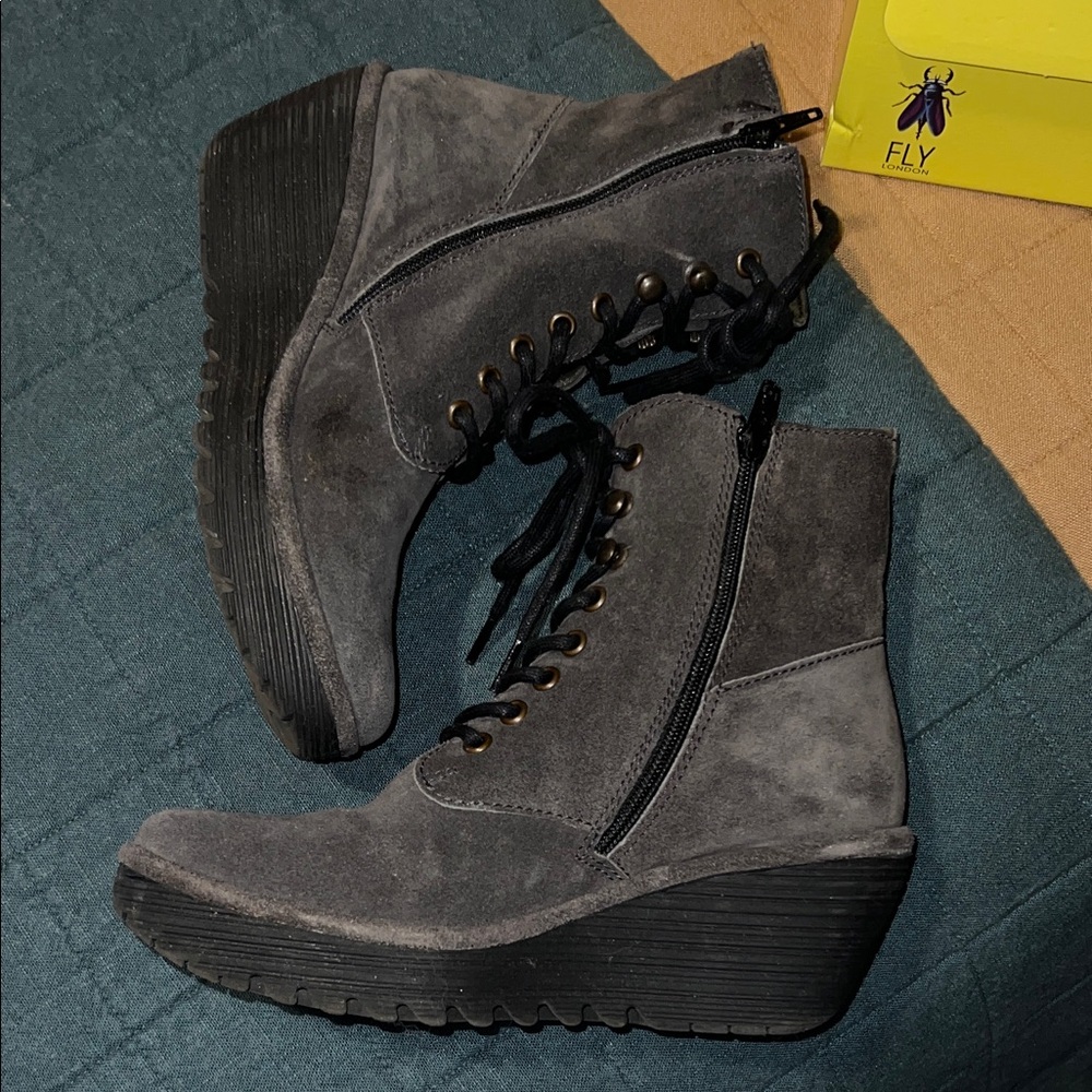 Fly London Women's Lace Up Wedge Boots - Picture 9 of 9